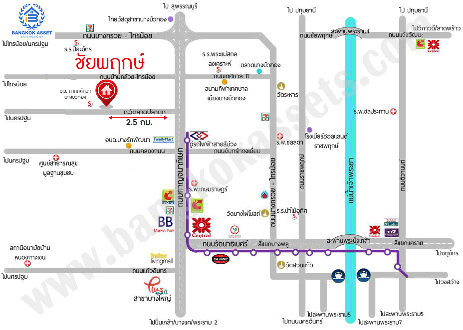 *****บ้านเดี่ยวมือสอง โครงการ ชัยพฤกษ์ วัดลาดปลาดุก เนื้อที่ 53.10 ตร.ว ฟังก์ชัน 3 ห้องนอน 2 ห้องน้ำ 1 ที่จอดรถ บนทำเลเชื่อมต่อถนนกาญจนาภิเษก ใกล้รถไฟฟ้าสายสีม่วง "คลองบางไผ่" ใกล้จุดขึ้นทางด่วน "กาญจนาภิเษก"และใกล้เซ็นทรัลเวสต์เกต พร้อมเข้าอยู่ได้เลย